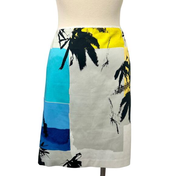 Elie Tahari Elva Skirt in Jamaica Bay Printed Artsy Colorful Tropical | Size: 10 - Picture 1 of 9